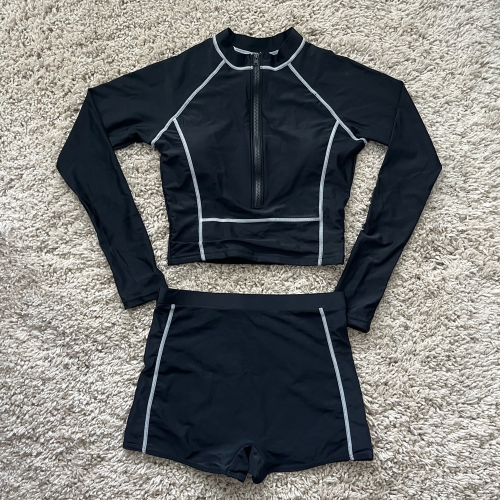 Women’s Black and White Two Piece Swimsuit, Size S, NWT